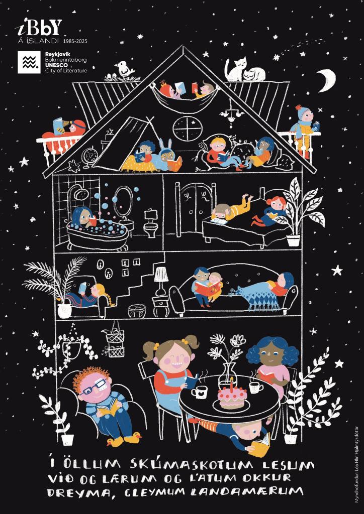 Lestrarhvetjandi veggspjald IBBY 2025, höfundur Lóa Hlín Hjálmtýsdóttir